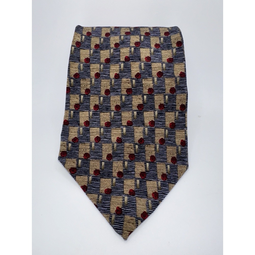 Christopher Reeve Collection Paul Newman Silk Tie Geometric Red Dot Necktie 57"